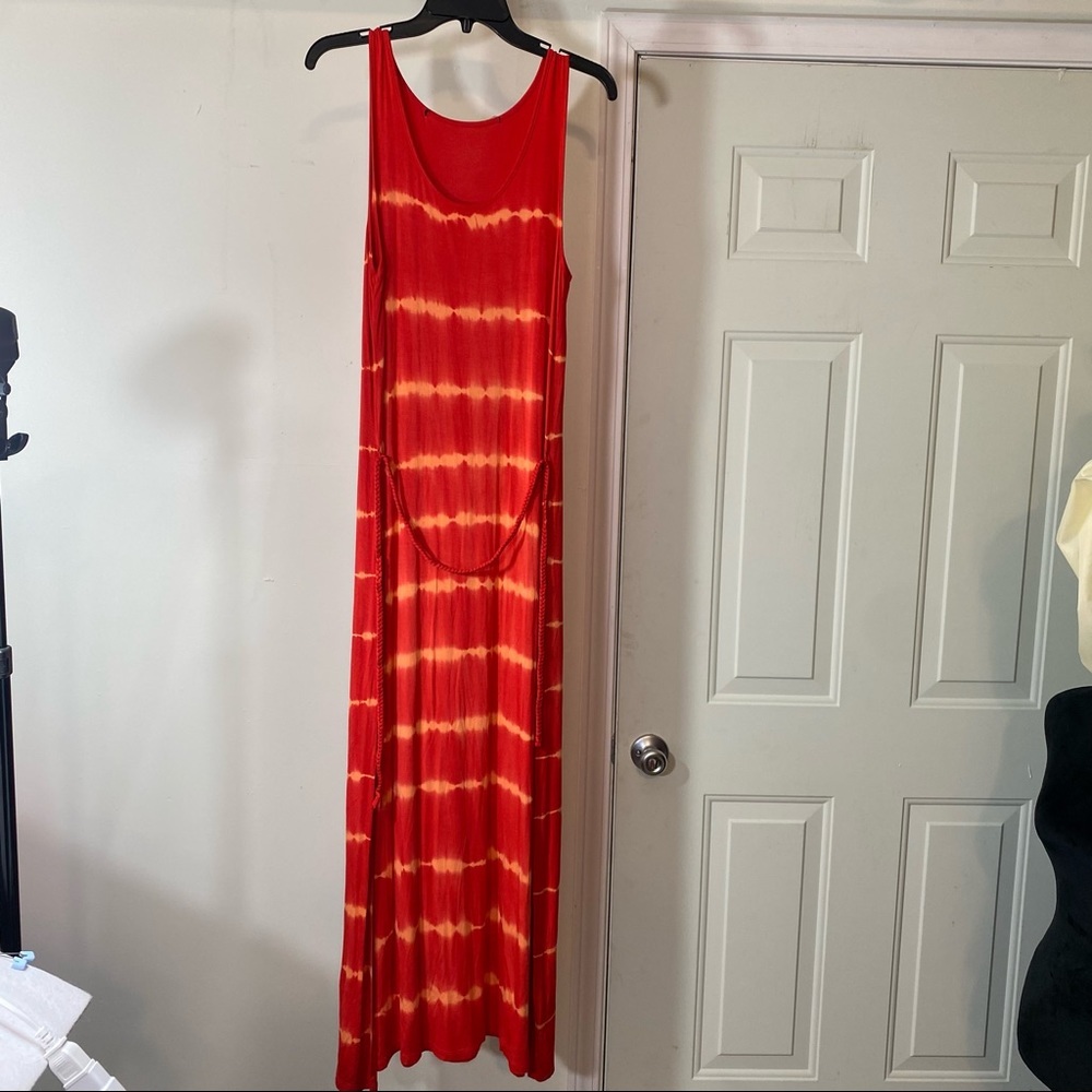 Kensie maxi Tie Dye Dress Sleeveless Crew neckline Stretch Large Summer …
